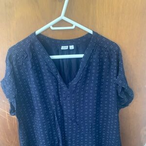 GAP Factory Navy Blouse with Subtle Pattern